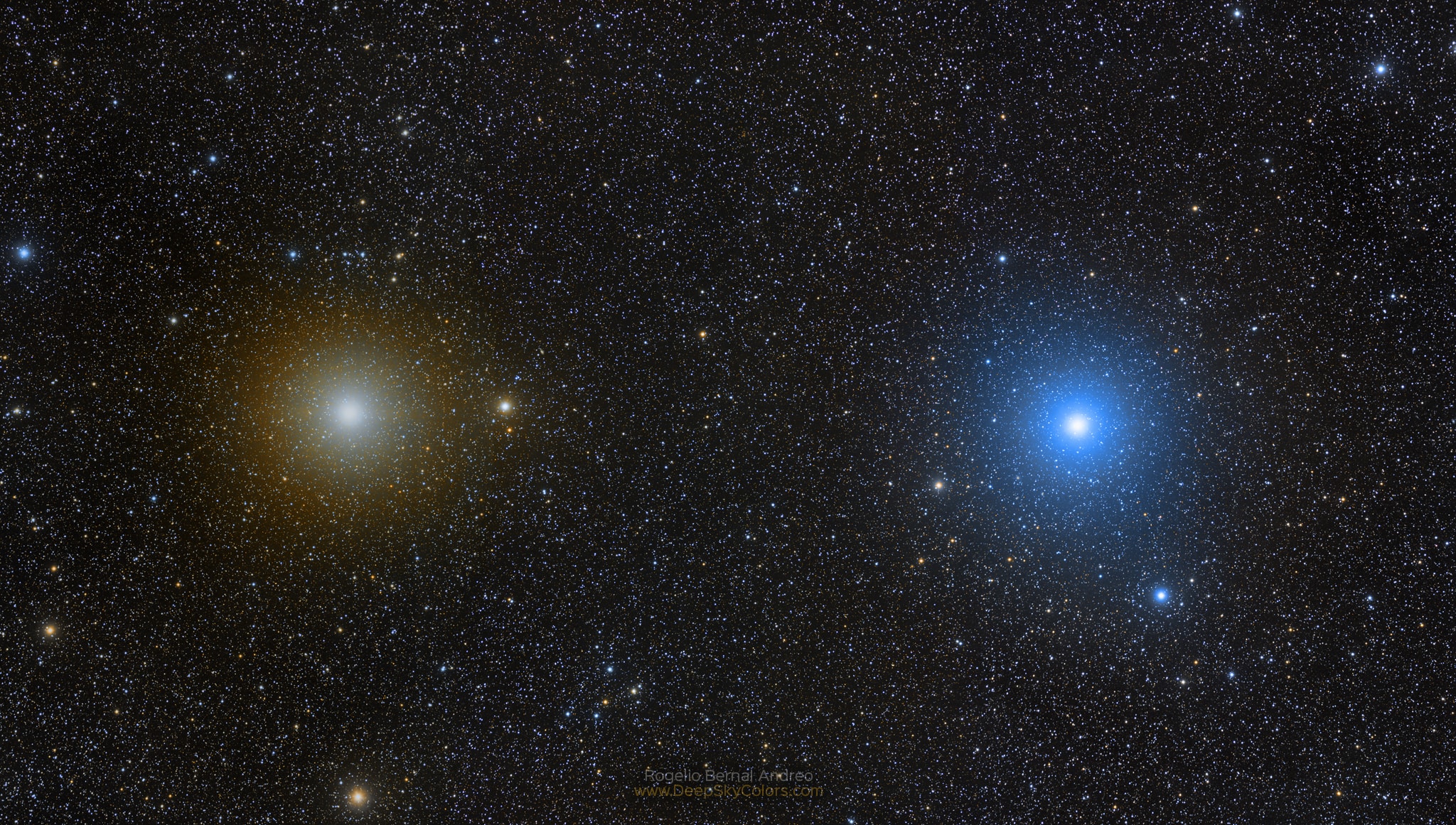 Who are the twins of Gemini? It terms of astronomical objects, the famous constellation is dominated by two bright stars: Pollux (left) and Castor (right).  Pictured, the two stars stand out because they are so bright, so close together both in angle and brightness, but so different in color. Pollux, at 33 light years distant, is an evolved red giant star twice as massive as our Sun. Castor, at 51 light years distant, is a blue main sequence star about 2.7 times more massive that our Sun.  Castor is known to have at least two stellar companions, while Pollux is now known to be circled by at least one massive planet.  In terms of ancient Babylonian, Greek, and Roman mythology, Castor and Pollux represent twin brothers. Currently, the Earth's orbit is causing the Sun to appear to shift in front of the constellation of Gemini, with the result that, for much of humanity, Castor and Pollux will remain visible toward the west at sunset for only a few more weeks.