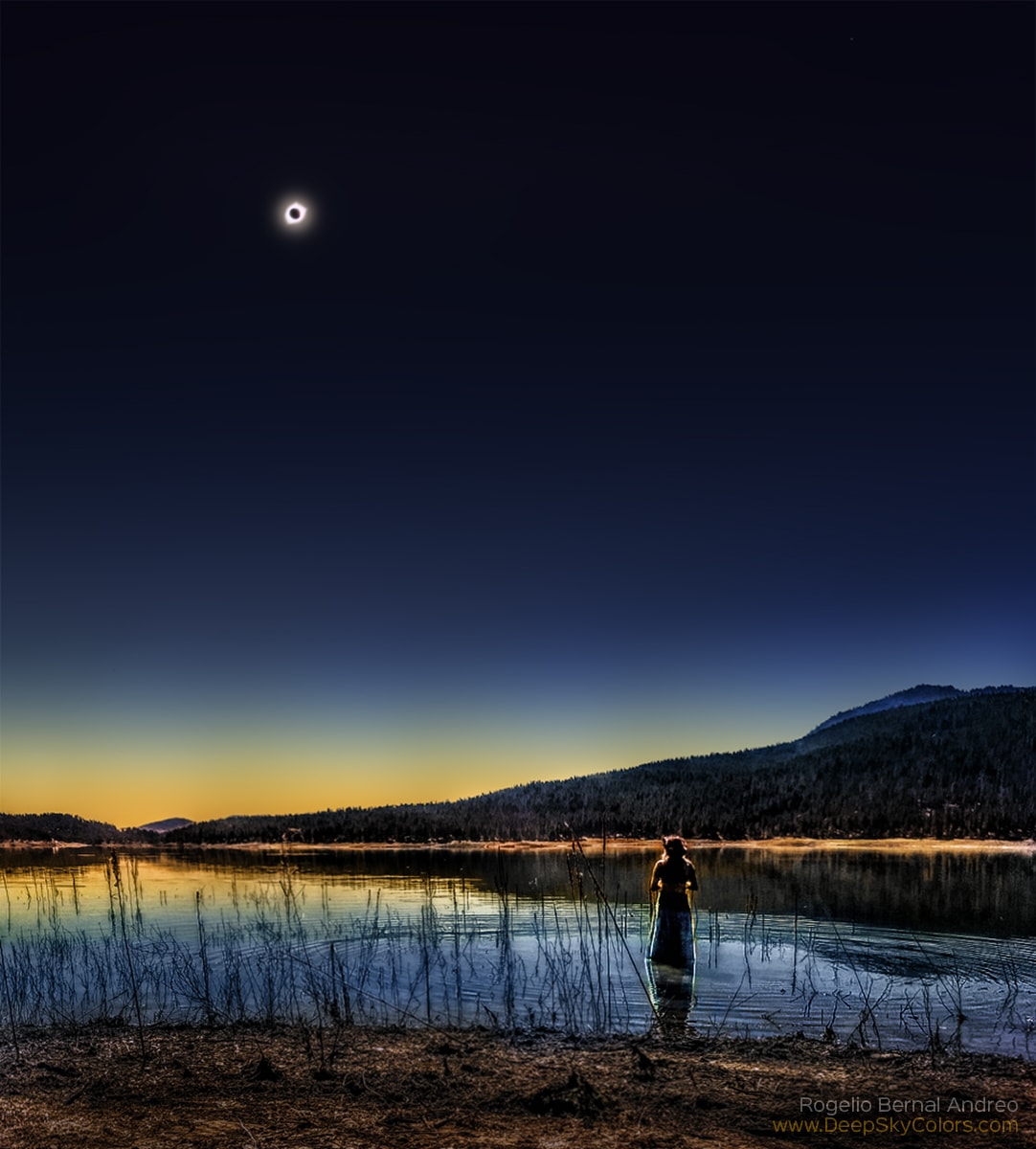 There were no crowds on the beach at Phillips Lake, Oregon on August 21. But a few had come there to stand, for a moment, in the dark shadow of the Moon. From the beach, this unscripted mosaic photo records their much anticipated solar eclipse. In two vertical panels it catches the last few seconds of totality and the first instant of 3rd contact, just as the eclipse ends and sunlight faintly returns. Across the US those gathered along the path of totality also took pictures and shared their moment. And like those at Phillips Lake they may treasure the experience more than any planned or unplanned photograph of the total eclipse of the Sun.