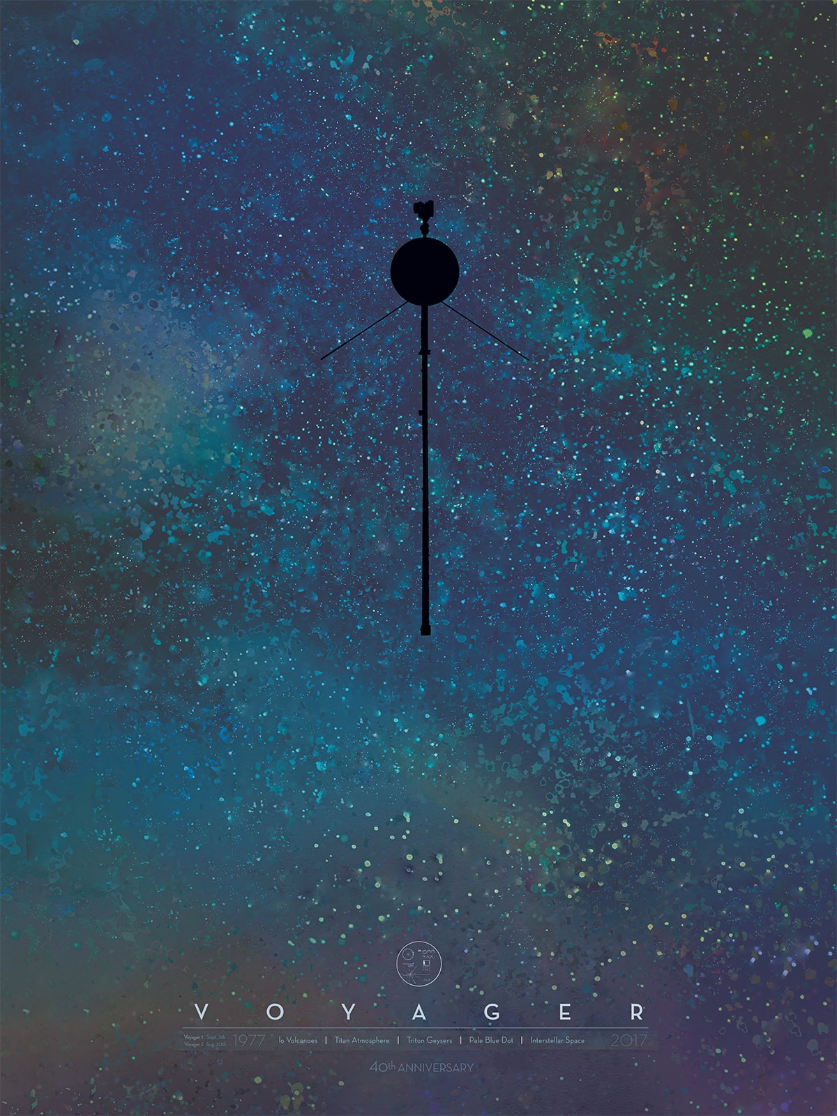 Launched in 1977 on a tour of the outer planets of the Solar System, Voyager 1 and 2 have become the longest operating and most distant spacecraft from Earth. Nearly 16 light-hours from the Sun, Voyager 2 has reached the edge of the heliosphere, the realm defined by the influence of the solar wind and the Sun's magnetic field. Now humanity's first ambassador to the Milky Way, Voyager 1 is over 19 light-hours away, beyond the heliosphere in interstellar space. Celebrate the Voyagers' 40 year journey toward the stars with NASA on September 5.  Poster: Downloads