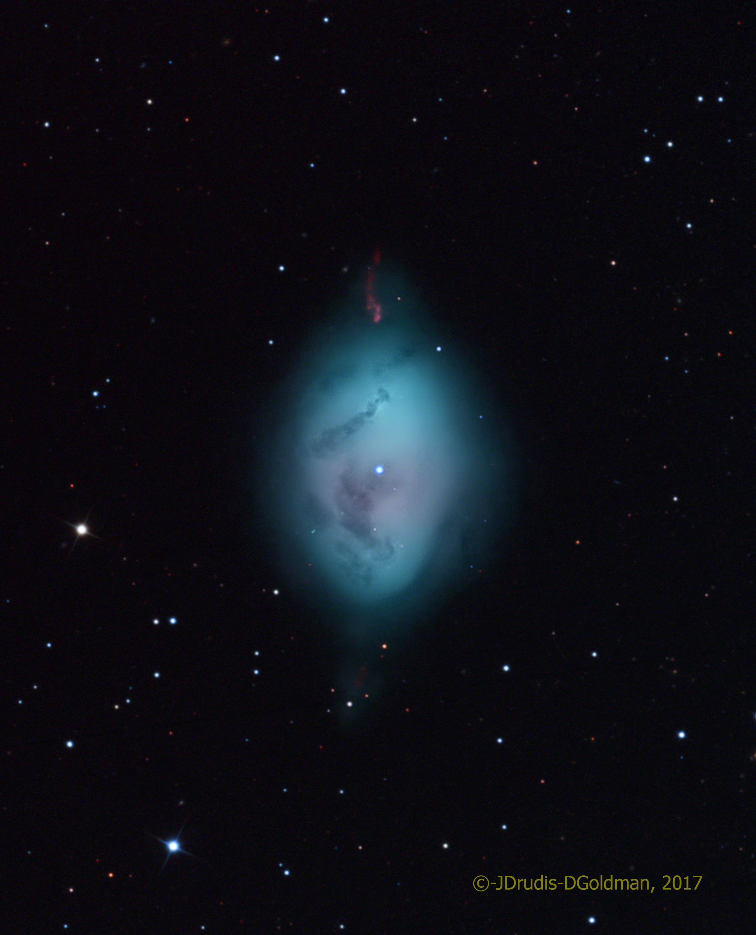 This pretty cosmic cloud lies some 1,500 light-years away, it shape and color reminiscent of a blue robin's egg. It spans about 3 light-years, nested securely within the boundaries of the southern constellation Fornax. Recognized as a planetary nebula, NGC 1360 doesn't represent a beginning though. Instead it corresponds to a brief and final phase in the evolution of an aging star. In fact, visible in the telescopic image the central star of NGC 1360 is known to be a binary star system likely consisting of two evolved white dwarf stars, less massive but much hotter than the Sun.  Their intense and otherwise invisible ultraviolet radiation has stripped away electrons from the atoms in the surrounding gaseous shroud. The predominant blue-green hue of NGC 1360 seen here is the strong emission produced as electrons recombine with doubly ionized oxygen atoms.