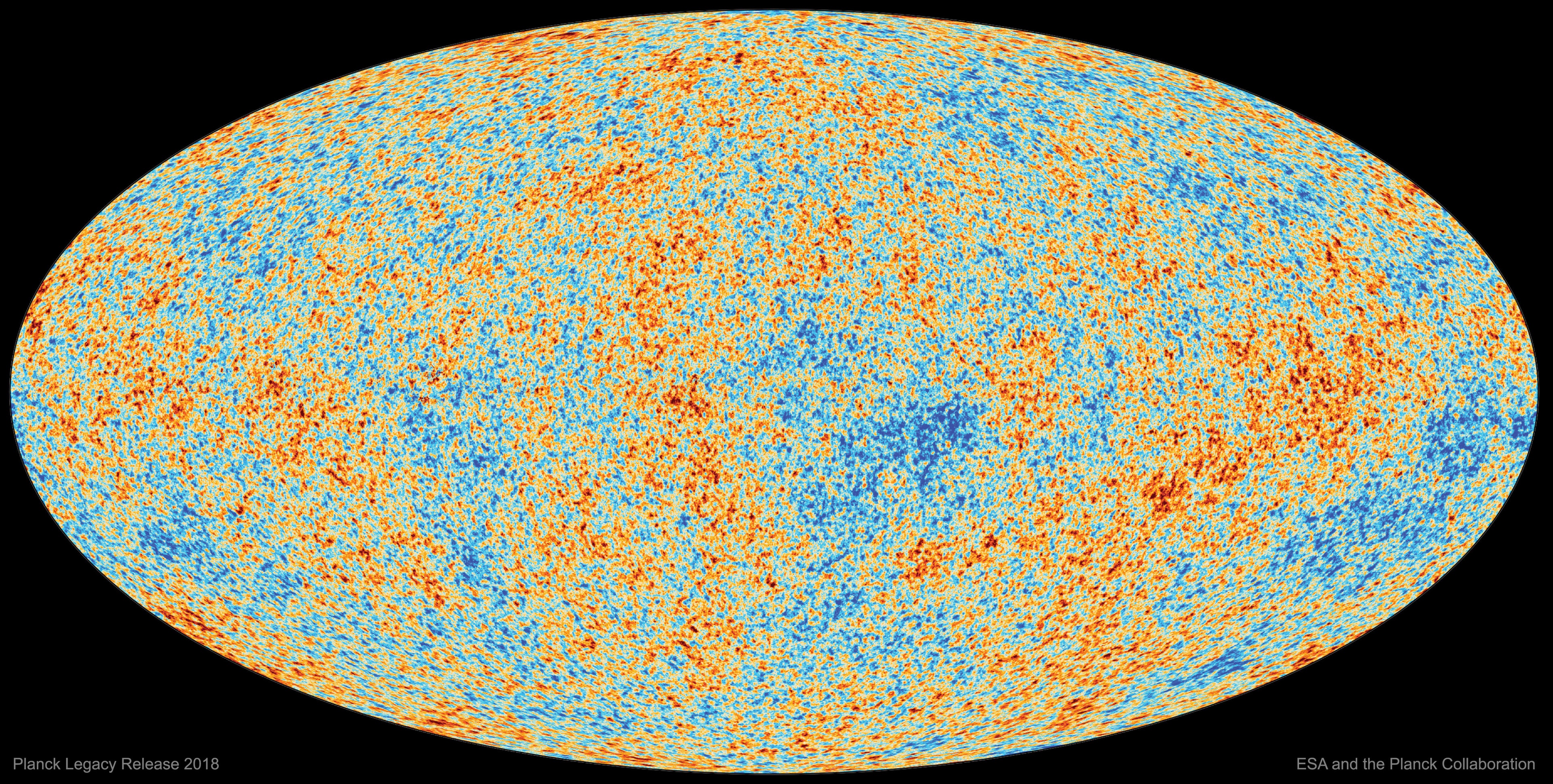 What is our universe made of? To help find out, ESA launched the Planck satellite from 2009 to 2013 to map, in unprecedented detail, slight temperature differences on the oldest optical surface known -- the background sky when our universe first became transparent to light. Visible in all directions, this cosmic microwave background is a complex tapestry that could only show the hot and cold patterns observed were the universe to be composed of specific types of energy that evolved in specific ways. The final results, reported last week, confirm again that most of our universe is mostly composed of mysterious and unfamiliar dark energy, and that even most of the remaining matter energy is strangely dark. Additionally, the "final" 2018 Planck data impressively peg the age of the universe at about 13.8 billion years and the local  expansion rate -- called the Hubble constant -- at 67.4 (+/- 0.5) km/sec/Mpc. Oddly, this early-universe determined Hubble constant is slightly lower than that determined by other methods in the late-universe, creating a tension that is causing much discussion and speculation.