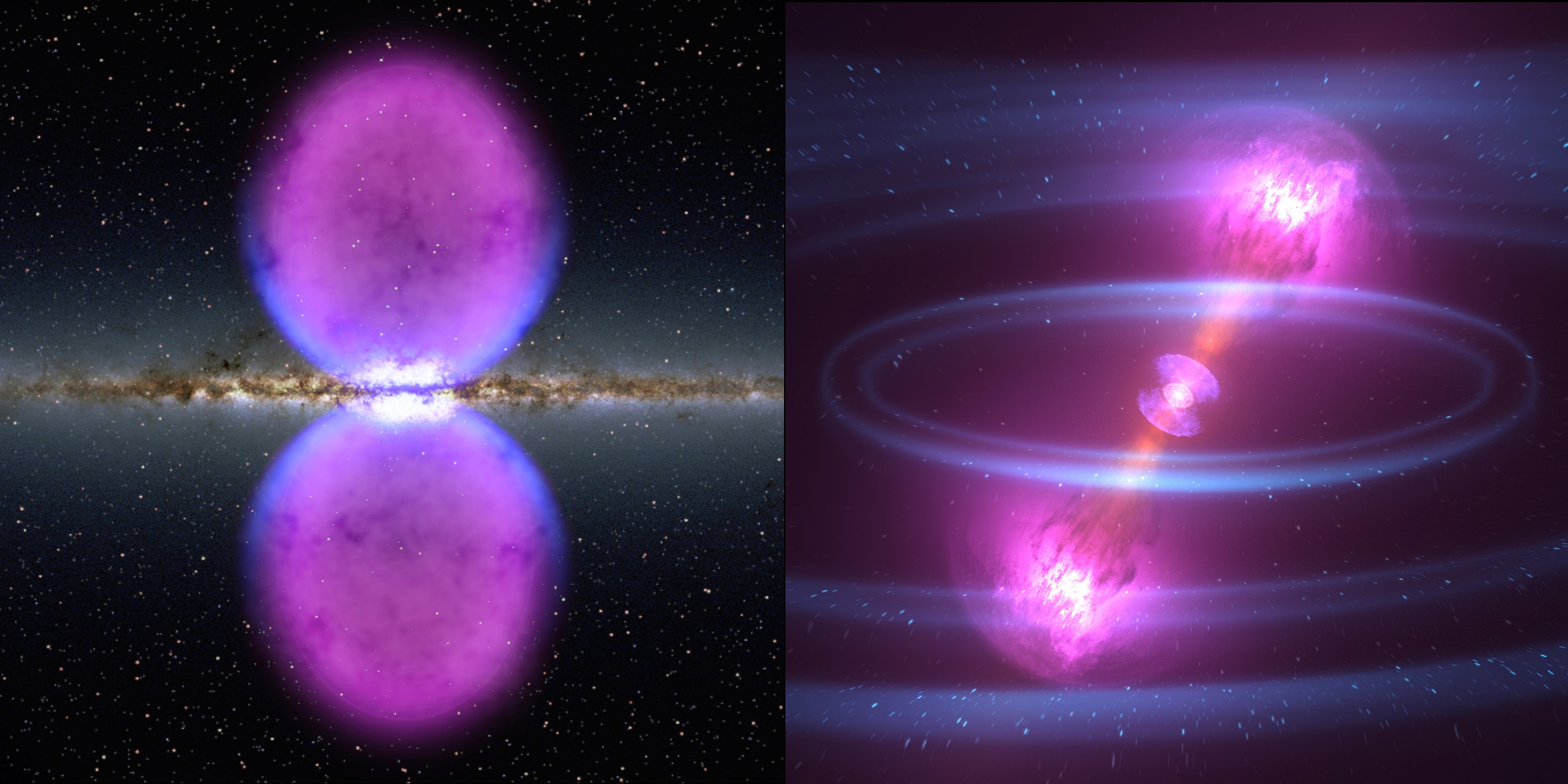 The Fermi Science Playoffs celebrate 10 years of the Fermi Gamma-ray Space Telescope's exploration of the high-energy universe. Surviving all early rounds of voting, these two finalists in the competition square off at last. Digital illustrations from a list of 16 of Fermi's top scientific discoveries, they represent the competition's two top seeds, defeating 12th seed New Clues to Dark Matter and 14th seed Starquakes in Magnetar Storm in the semifinal round. On the left are unprecedented, unpredicted, 25,000 light-year tall Gamma-ray Bubbles above and below the plane of our Milky Way galaxy. On the right, violently merging Neutron Stars Collide to create the first gamma-ray detected gravitational wave event. Pick one now and cast your vote here to crown the most popular science result from Fermi's first decade.