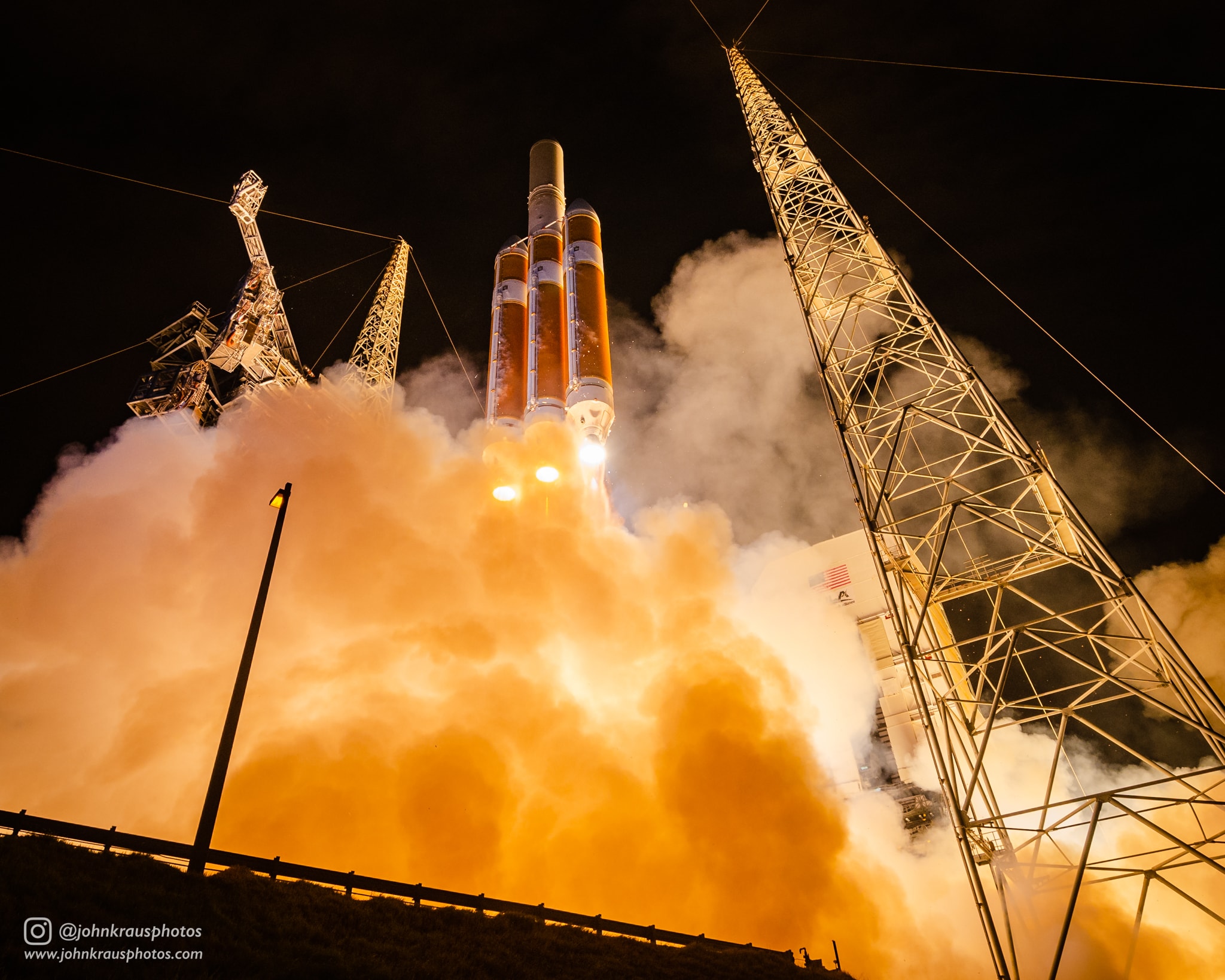 When is the best time to launch a probe to the Sun?  The now historic answer -- which is not a joke because this really happened this past weekend -- was at night. Night, not only because NASA's Parker Solar Probe's (PSP) launch window to its planned orbit occurred, in part, at night, but also because most PSP instruments will operate in the shadow of its shield -- in effect creating its own perpetual night near the Sun. Before then, years will pass as the PSP sheds enough orbital energy to approach the Sun, swinging past Venus seven times. Eventually, the PSP is scheduled to pass dangerously close to the Sun, within 9 solar radii, the closest ever. This close, the temperature will be 1,400 degrees Celsius on the day side of the PSP's Sun shield -- hot enough to melt many forms of glass.  On the night side, though, it will be near room temperature.  A major goal of the PSP's mission to the Sun is to increase humanity's understanding of the Sun's explosions that impact Earth's satellites and power grids.  Pictured is the night launch of the PSP aboard the United Launch Alliances' Delta IV Heavy rocket early Sunday morning.   Gallery: Best Submitted Images of PSP Launch