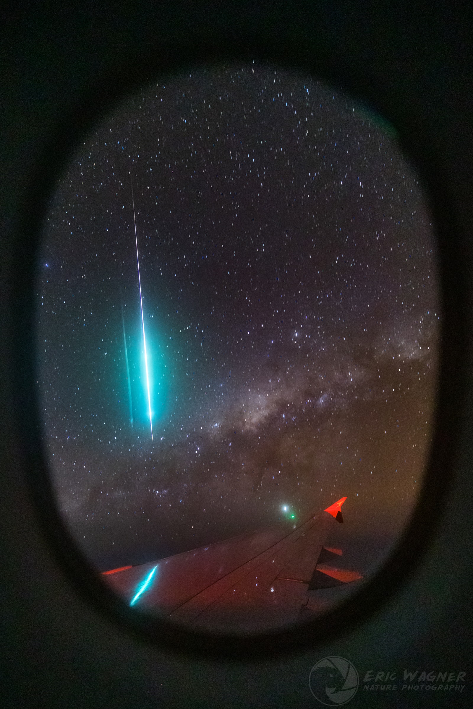On September 24, a late evening commercial flight from Singapore to Australia offered stratospheric views of the southern hemisphere's night sky, if you chose a window seat. In fact, a well-planned seating choice with a window facing toward the Milky Way allowed the set up of a sensitive digital camera on a tripod mount to record the galaxy's central bulge in a series of 10 second long exposures.  By chance, one of the exposures caught this bright fireball meteor in the starry frame. Reflected along the wing of the A380 aircraft, the brilliant greenish streak is also internally reflected in the double layer window, producing a fainter parallel to the original meteor track. In the southern sky Jupiter is the bright source beneath the galactic bulge and seen next to a green beacon, just off the wing tip.