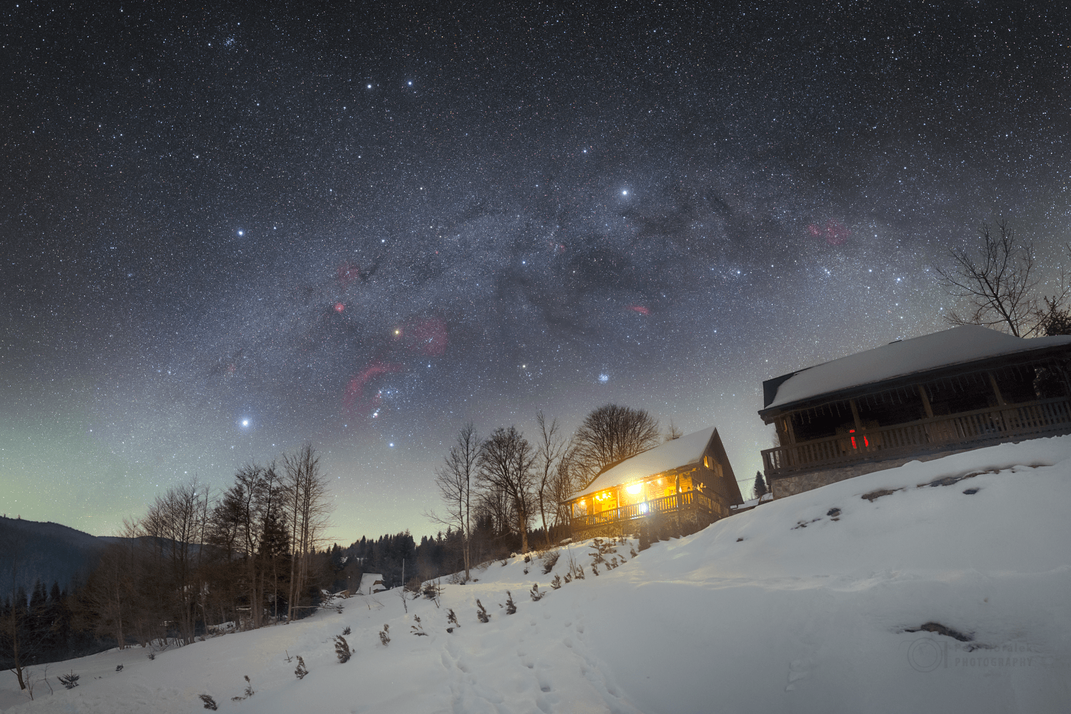 December's New Moon brought a solar eclipse to some for the holiday season. It also gave beautiful dark night skies to skygazers around the globe, like this moonless northern winter night. In the scene, bright stars of the Winter Hexagon along the Milky Way are rising. Cosy mountain cabins in the snowy foreground are near the village of Oravska Lesna, Slovakia. The shining celestial beacons marking the well-known asterism are Aldebaran, Capella, Pollux (and Castor), Procyon, Rigel, and Sirius. This winter nightscape also reveals faint nebulae in Orion, and the lovely Pleiades star cluster. Slide your cursor over the image to trace the winter hexagon, or just follow this link.