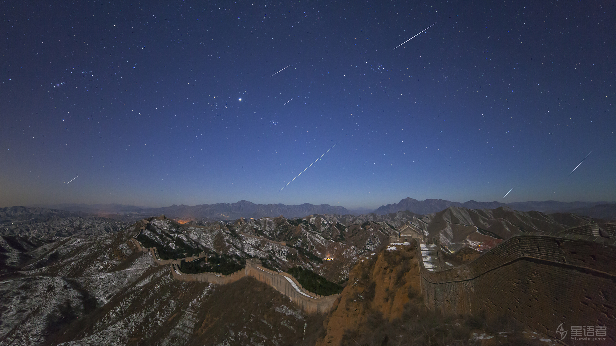 Named for a forgotten constellation, the Quadrantid Meteor Shower is an annual event for planet Earth's northern hemisphere skygazers The shower's radiant on the sky lies within the old, astronomically obsolete constellation Quadrans Muralis. That location is not far from the Big Dipper, at the boundaries of the modern constellations Bootes and Draco. With the radiant out of the frame at the upper right, Quadrantid meteors streak through this night skyscape composed of digital frames recorded in the hours around the shower's peak on January 4, 2013. The last quarter moon illuminates rugged terrain and a section of the Great Wall in Hebei Province, China. A likely source of the dust stream that produces Quadrantid meteors was identified in 2003 as an asteroid. As usual, in 2020 the shower is expected to peak briefly on the night of January 3/4. Meteor fans in North America can anticipate a good show to celebrate the new year in moonless skies before tomorrow's dawn.   Free Presentation: APOD Editor to show best astronomy images of 2019 -- and the decade -->tonight in NYC.