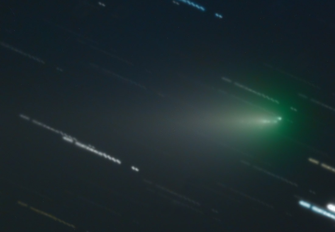 Cruising through the inner solar system, Comet ATLAS (C/2019 Y4) has apparently fragmented. Multiple separate condensations within its diffuse coma are visible in this telescopic close-up from April 12, composed of frames tracking the comet's motion against trailing background stars. Discovered at the end of December 2019, this comet ATLAS showed a remarkably rapid increase in brightness in late March. Northern hemisphere comet watchers held out hope that it would become a bright naked-eye comet as it came closer to Earth in late April and May. But fragmenting ATLAS is slowly fading in northern skies. The breakup of comets is not uncommon though. This comet ATLAS is in an orbit similar to the Great Comet of 1844 (C/1844 Y1) and both may be fragments of a single larger comet.