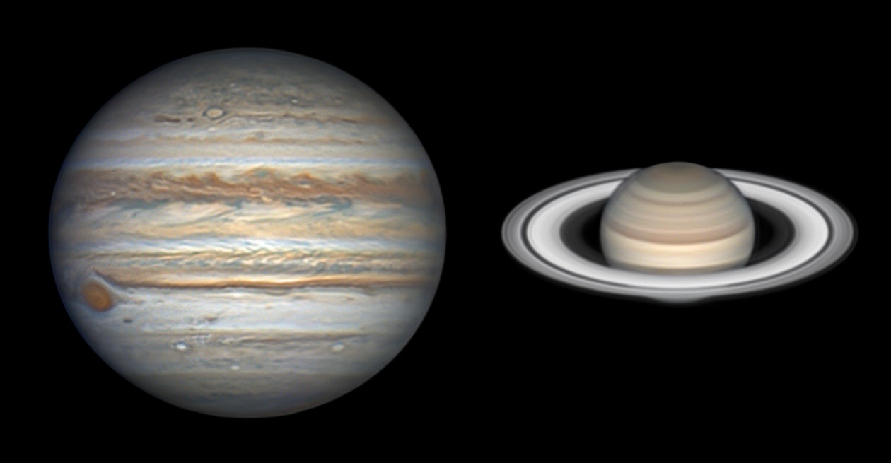 As Comet NEOWISE sweeps through northern summer skies, Jupiter and Saturn are shining brightly, near opposition. With Jupiter opposite the Sun on July 14 and Saturn on July 21, the giant planets are still near their closest to planet Earth in 2020. Sharing the constellation Sagittarius they are up all night, and offer their best and brightest views at the telescope. Both captured on July 22 from a balcony in Paris these two sharp telescopic images don't disappoint, showing off what the giant planets are famous for, Saturn's bright rings and Jupiter's Great Red Spot. These giants of the Solar System are worth following during 2020. On December 21, skygazers can watch the once-in-20-year great conjunction of Jupiter and Saturn.  Comet NEOWISE images from planet Earth: July 28, 27, 26, 25, 24