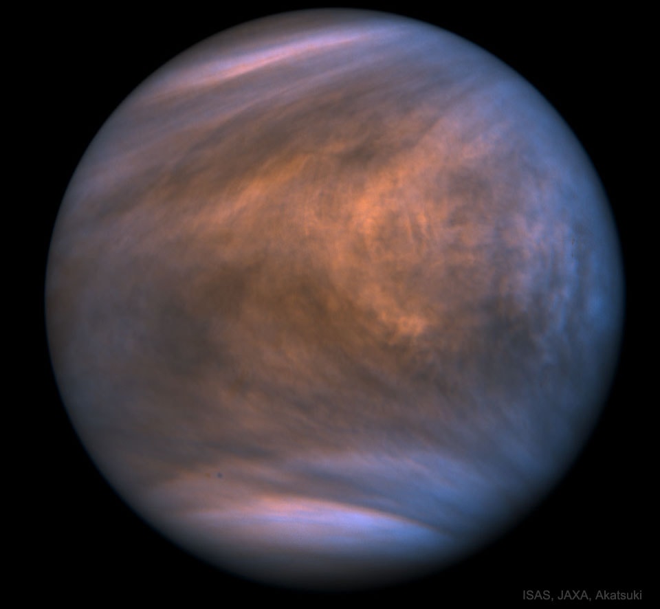 Could there be life floating in the atmosphere of Venus? Although Earth's planetary neighbor has a surface considered too extreme for any known lifeform, Venus' upper atmosphere may be sufficiently mild for tiny airborne microbes. This usually disfavored prospect took an unexpected upturn yesterday with the announcement of the discovery of Venusian phosphine. The chemical phosphine (PH3) is a considered a biomarker because it seems so hard to create from routine chemical processes thought to occur on or around a rocky world such as Venus -- but it is known to be created by microbial life on Earth.  The featured image of Venus and its thick clouds was taken in two bands of ultraviolet light by the Venus-orbing Akatsuki, a Japanese robotic satellite that has been orbiting the cloud-shrouded world since 2015.  The phosphine finding, if confirmed, may set off renewed interest in searching for other indications of life floating high in the atmosphere of our Solar System's second planet out from the Sun.   Experts Debate: How will humanity first discover extraterrestrial life?