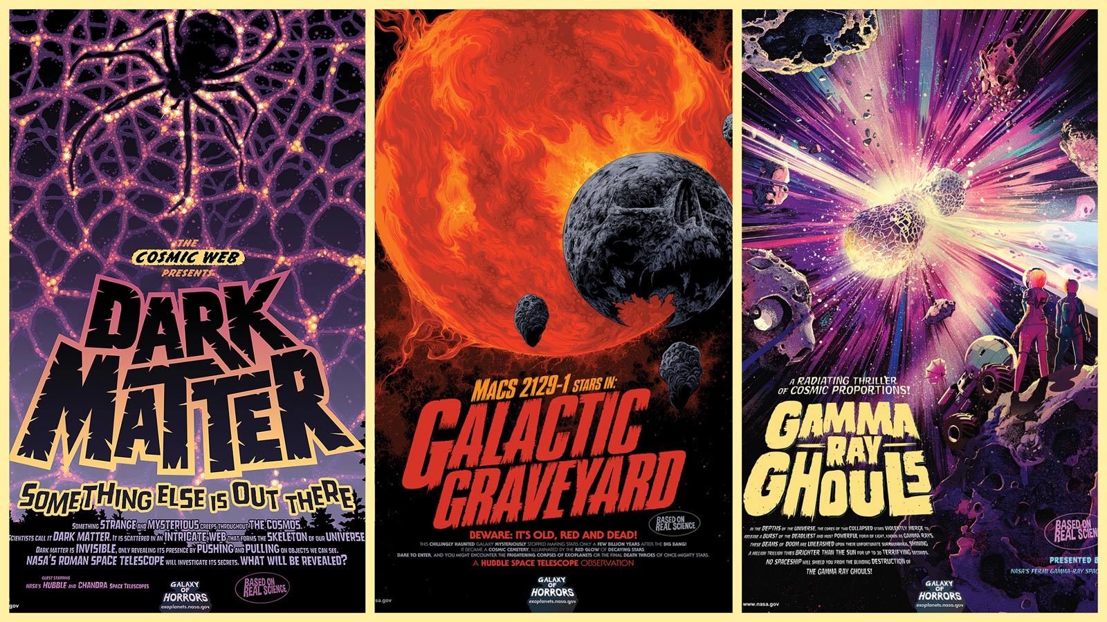 re extreme and terrifying realms of the Universe tonight. If you dare to look, mysterious dark matter, a graveyard galaxy, zombie worlds, and gamma-ray bursts of doom are not all that awaits. Just follow the link and remember, it's all based on real science, even the scary parts. Have a safe and happy halloween!