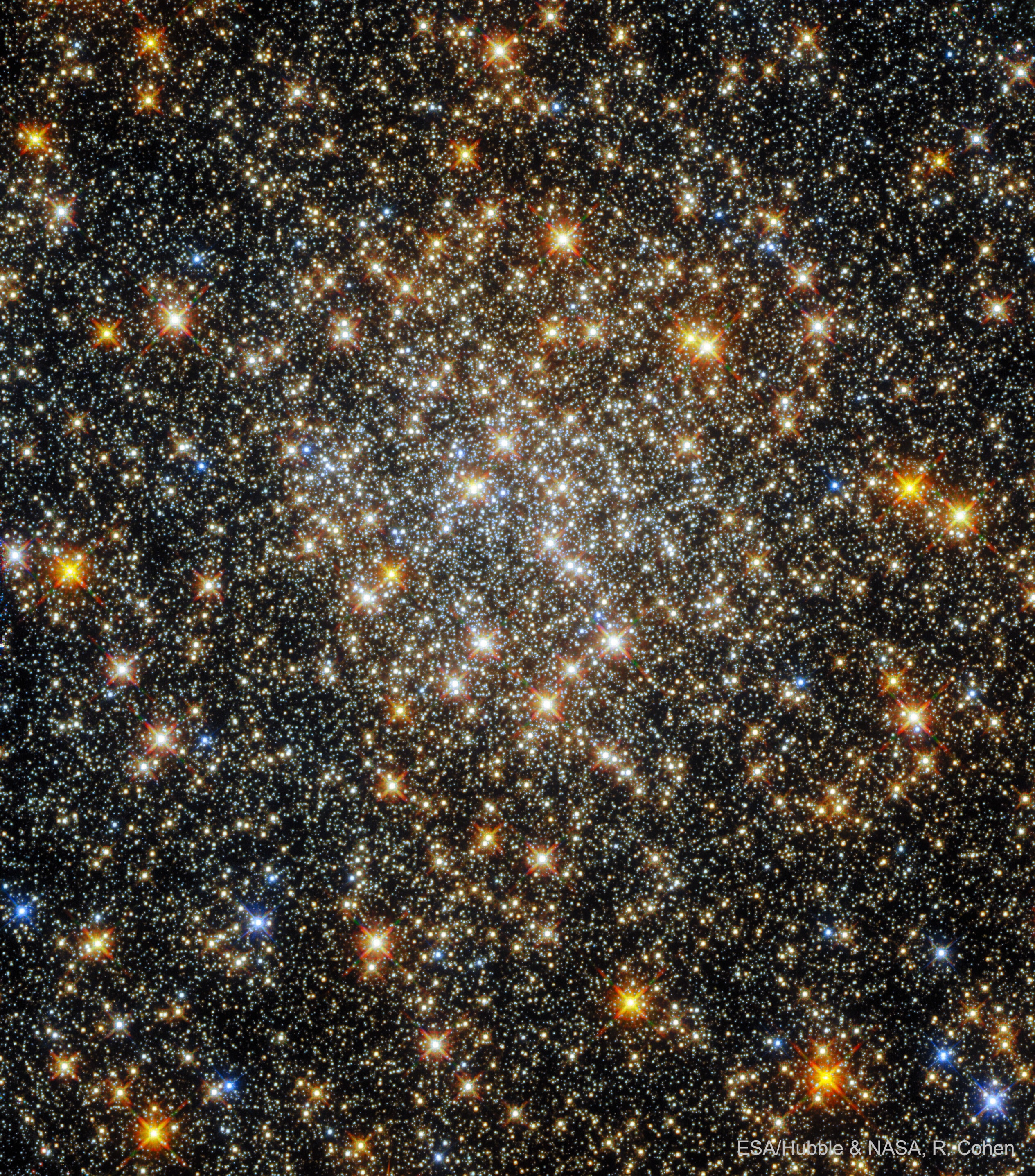 Where did this big ball of stars come from? Palomar 6 is one of about 200 globular clusters of stars that survive in our Milky Way Galaxy. These spherical star-balls are older than our Sun as well as older than most stars that orbit in our galaxy's disk.  Palomar 6 itself is estimated to be about 12.5 billion years old, so old that it is close to -- and so constrains -- the age of the entire universe.  Containing about 500,000 stars, Palomar 6 lies about 25,000 light years away, but not very far from our galaxy's center.  At that distance, this sharp image from the Hubble Space Telescope spans about 15 light-years.  After much study including images from Hubble, a leading origin hypothesis is that Palomar 6 was created -- and survives today -- in the central bulge of stars that surround the Milky Way's center, not in the distant galactic halo where most other globular clusters are now found.