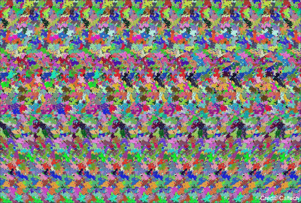 Sure, you can see the 2D rectangle of colors, but can you see deeper?  Counting color patches in the featured image, you might estimate that the most information that this 2D digital image can hold is about 60 (horizontal) x 50(vertical) x 256 (possible colors) = 768,000 bits.  However, the yet-unproven Holographic Principle states that,  counter-intuitively, the information in a 2D panel can include all of the information in a 3D room that can be enclosed by the panel.  The principle derives from the idea that the Planck length, the length scale where quantum mechanics begins to dominate classical gravity, is one side of an area that can hold only about one bit of information.  The limit was first postulated by physicist Gerard 't Hooft in 1993.  It can arise from generalizations from seemingly distant speculation that the information held by a black hole is determined not by its enclosed volume but by the surface area of its event horizon.  The term "holographic" arises from a hologram analogy where three-dimension images are created by projecting light through a flat screen.  Beware, some people staring at the featured image may not think it encodes just 768,000 bits -- nor even 2563,000 bit permutations -- rather they might claim it  encodes a three-dimensional teapot.