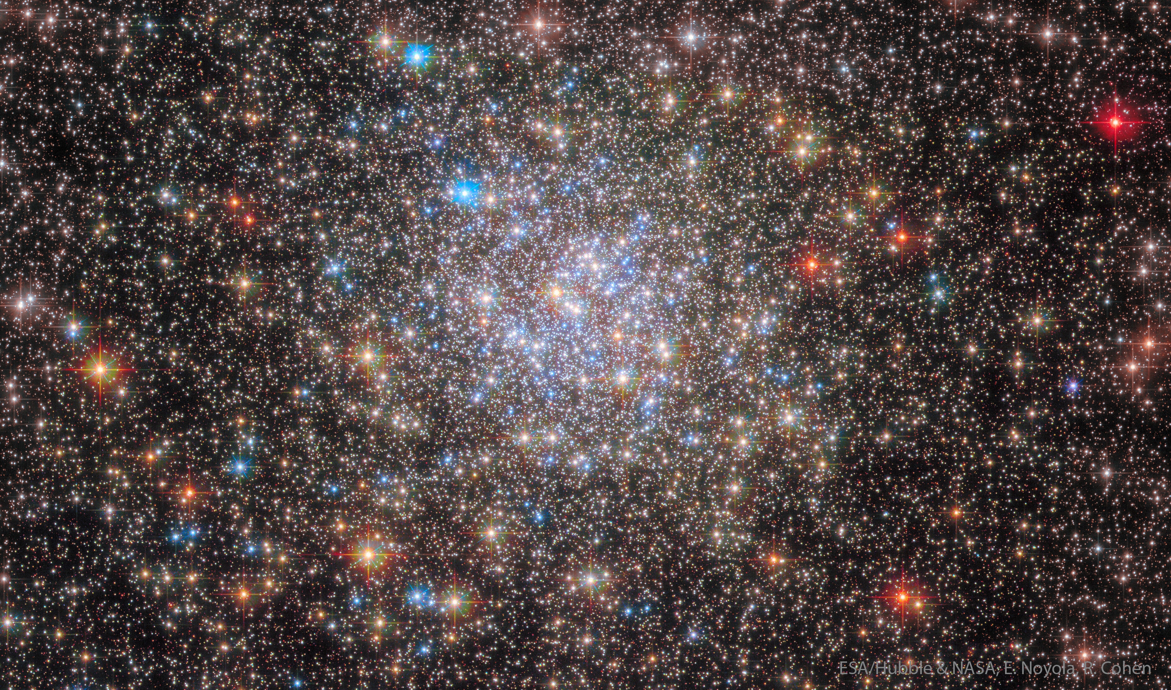 Globular clusters once ruled the Milky Way.  Back in the old days, back when our Galaxy first formed, perhaps thousands of globular clusters roamed our Galaxy.  Today, there are less than 200 left.  Over the eons, many globular clusters were destroyed by repeated fateful encounters with each other or the Galactic center.  Surviving relics are older than any Earth fossil, older than any other structures in our Galaxy, and limit the universe itself in raw age.  There are few, if any, young globular clusters left in our Milky Way Galaxy because conditions are not ripe for more to form. The featured image shows a Hubble Space Telescope view of 13-billion year old NGC 6355, a surviving globular cluster currently passing near the Milky Way's center.  Globular cluster stars are concentrated toward the image center and highlighted by bright blue stars. Most other stars in the frame are dimmer, redder, and just coincidently lie near the direction to NGC 6355.