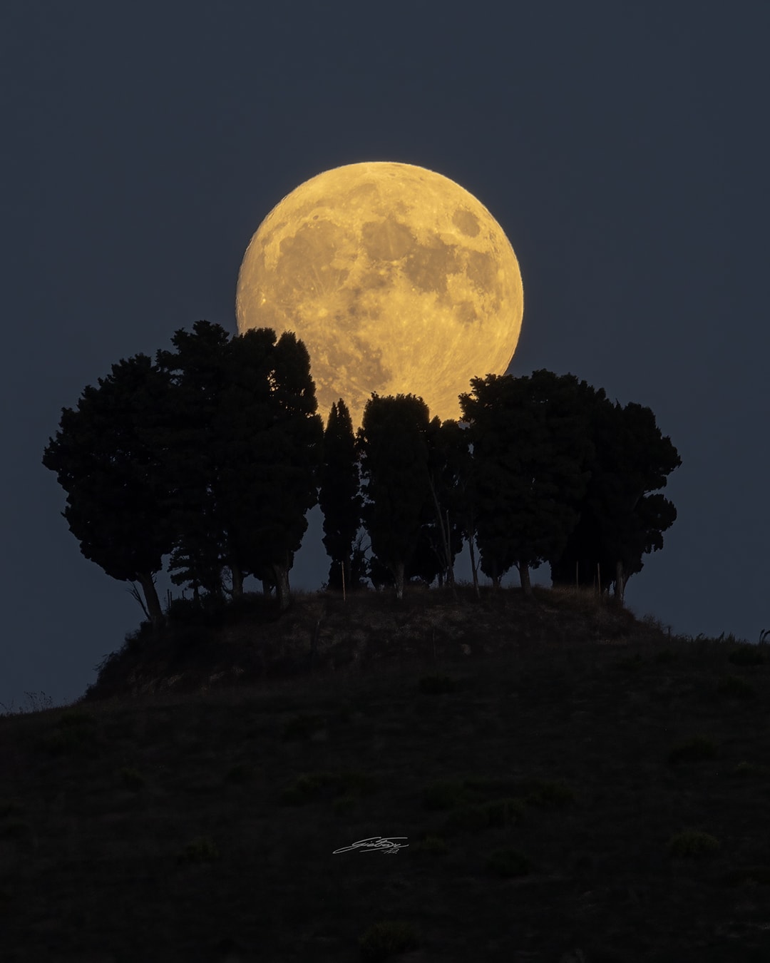 For northern hemisphere dwellers, September's Full Moon was the Harvest Moon. Reflecting warm hues at sunset, it rises behind cypress trees huddled on a hill top in Tuscany, Italy in this telephoto view from September 28.  Famed in festival, story, and song, Harvest Moon is just the traditional name of the full moon nearest the autumnal equinox.  According to lore the name is a fitting one. Despite the diminishing daylight hours as the growing season drew to a close, farmers could harvest crops by the light of a full moon shining on from dusk to dawn. This Harvest Moon was also known to some as a supermoon, a term becoming a traditional name for a full moon near perigee. It was the fourth and final supermoon for 2023.