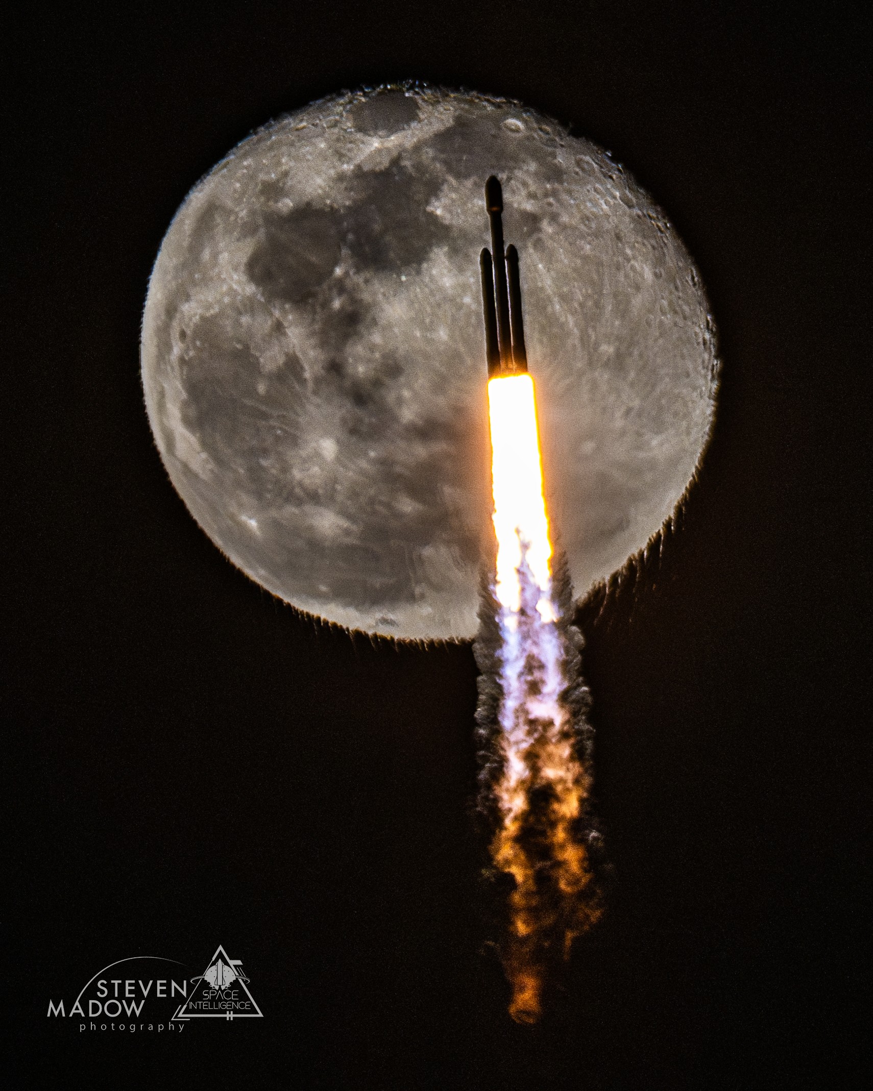 Can a rocket make the Moon ripple? No, but it can make a background moon appear wavy.  The rocket, in this case, was a SpaceX Falcon Heavy that blasted off from NASA's Kennedy Space Center last week. In the featured launch picture, the rocket's exhaust plume glows beyond its projection onto the distant, rising, and nearly full moon.  Oddly, the Moon's lower edge shows unusual drip-like ripples. The Moon itself, far in the distance, was really unchanged.  The physical cause of these apparent ripples was pockets of relatively hot or rarefied air deflecting moonlight less strongly than pockets of relatively cool or compressed air: refraction. Although the shot was planned, the timing of the launch had to be just right for the rocket to be transiting the Moon during this single exposure.