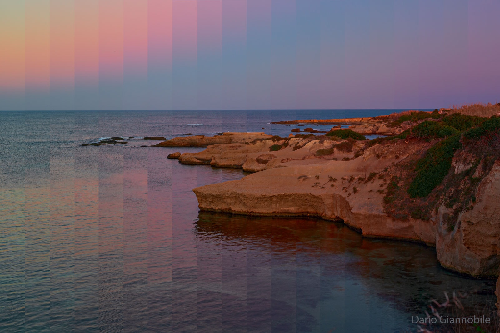 How does the sky turn dark at night? In stages, and with different characteristic colors rising from the horizon. The featured image shows, left to right, increasingly late twilight times after sunset in 20 different vertical bands. The picture was taken last month in Syracuse, Sicily, Italy, in the direction opposite the Sun. On the far left is the pre-sunset upper sky.  Toward the right, prominent bands include the Belt of Venus, the Blue Band, the Horizon Band, and the Red Band. As the dark shadow of the Earth rises, the colors in these bands are caused by direct sunlight reflecting from air and aerosols in the Earth's atmosphere, multiple reflections sometimes involving a reddened sunset, and refraction. In practice, these bands can be diffuse and hard to discern, and their colors can depend on colors near the setting Sun. Finally, the Sun completely sets and the sky becomes dark. Don't despair -- the whole thing will happen in reverse when the Sun rises again in the morning.