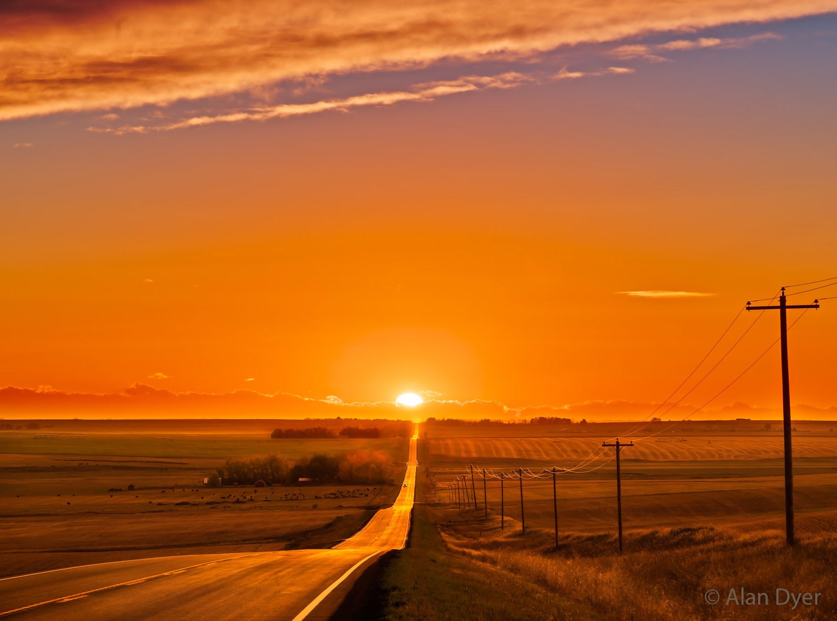 What's that at the end of the road? The Sun. Many towns have roads that run east-west, and on two days each year, the Sun rises and sets right down the middle. Today, in some parts of the world (tomorrow in others), is one of those days: an equinox.  Not only is this a day of equal night ("aequus"-"nox") and day time, but also a day when the sun rises precisely to the east and sets due west. Displayed here is a picturesque rural road in Alberta, Canada that runs approximately east-west. The featured image was taken during the September Equinox of 2021, but the geometry remains the same every year.  In many cultures, this March equinox is taken to be the first day of a season, typically spring in Earth's northern hemisphere, and autumn in the south. Does your favorite street run east-west? Tonight, at sunset, you can find out with a quick glance.