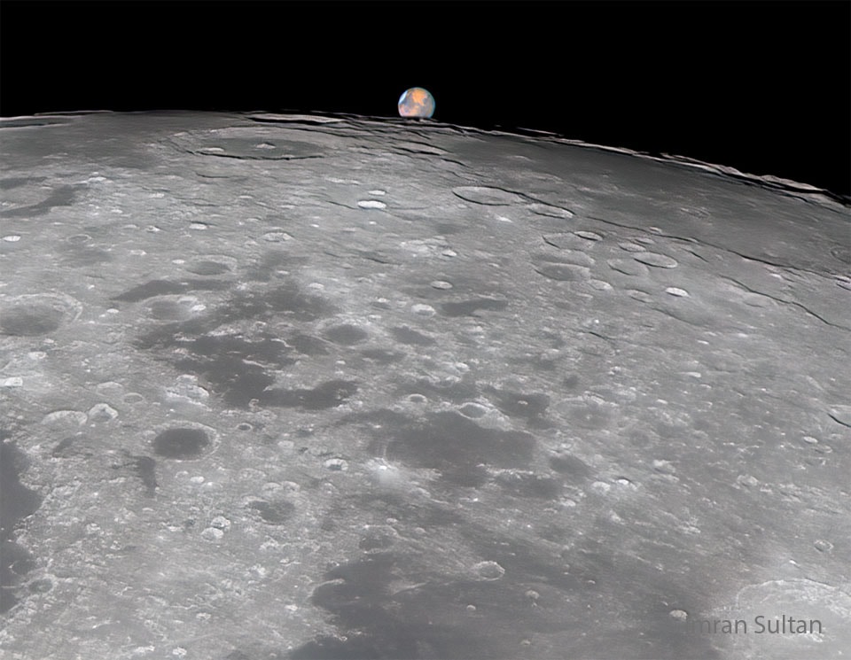 Does the Moon ever engulf Mars? Yes, but only in the sense that it moves in front, which happens on rare occasions.  This happened just yesterday, though, as seen from some locations in North America and western Africa.  This occultation was notable not only because the Moon was a fully lit Wolf Moon, but because Mars was near its largest and brightest, moving to opposition -- the closest to the Earth in its orbit -- only tomorrow.  The engulfing, more formally called an occultation, typically lasting about an hour. The featured image was taken from near Chicago, Illinois, USA just as Earth's largest satellite was angularly moving away from the much more distant red planet. Our  Moon occasionally moves in front of all of the Solar System's planets.  Given the temporary alignment of orbital planes, the next time our Moon eclipses Mars will be a relatively soon February 9.   Growing Gallery: Moon-Mars Occultation in January 2025