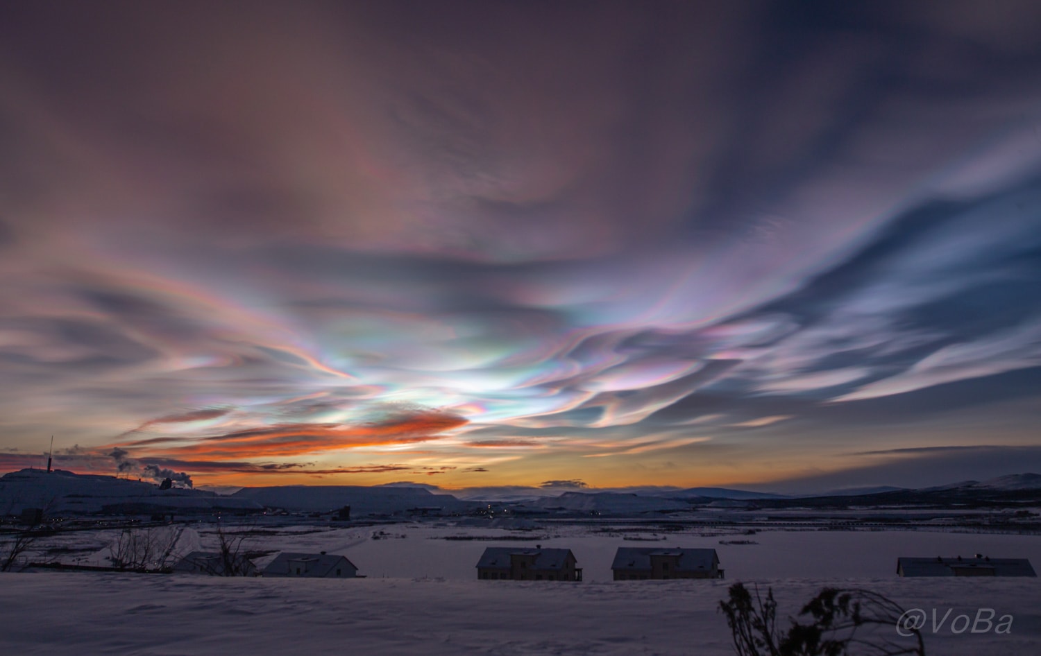 Vivid and lustrous, wafting iridescent waves of color wash across this skyscape from northern Sweden. Known as nacreous clouds or mother-of-pearl clouds, they are rare. But their unforgettable appearance was captured in this snapshot on January 12 with the Sun just below the local horizon. A type of polar stratospheric cloud, they form when unusually cold temperatures in the usually cloudless lower stratosphere form ice crystals. Still sunlit at altitudes of around 15 to 25 kilometers, the clouds diffract the sunlight even when the Sun itself is hidden from direct view.