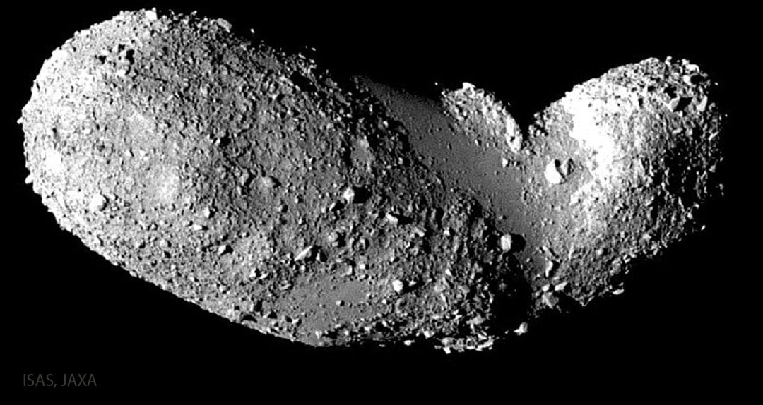 Why are parts of this asteroid's surface so smooth?  The answer seems likely to do with the dynamics of an asteroid that is a loose pile of rubble rather than a solid rock.  The unusual asteroid Itokawa was visited by the Japanese spacecraft Hayabusa in 2005 which imaged and documented its unusual structure and mysterious lack of craters.  Analyses of the border regions between smooth and rugged sections indicate that jostling of the asteroid might be creating segregation between large and small rocks near the surface, like the Brazil nut effect.  The robotic Hayabusa actually touched down on one of the smooth patches, dubbed the MUSES Sea, and collected soil samples. These samples were returned to Earth and are not only giving clues to the ancient history of this unusual asteroid, but also about the early years of our entire Solar System. Computer simulations show that 500-meter asteroid Itokawa may impact the Earth within the next few million years.   Rocking Space: Today is Asteroid Day