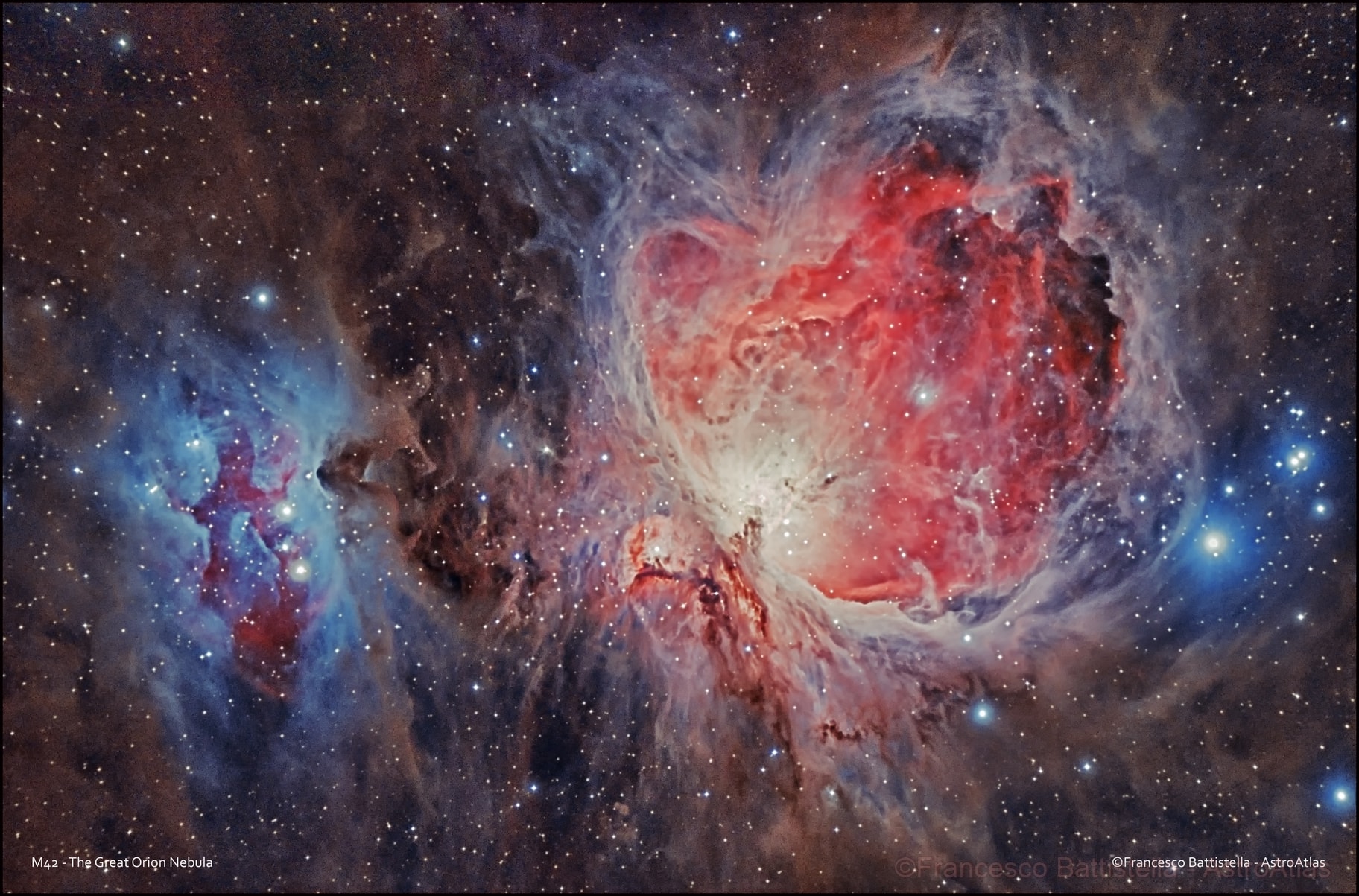Few astronomical sights excite the imagination like the nearby stellar nursery known as the Orion Nebula. The Nebula's glowing gas surrounds hot young stars at the edge of an immense interstellar molecular cloud. Many of the filamentary structures visible in the featured image are actually shock waves - fronts where fast moving material encounters slow moving gas. The Orion Nebula spans about 40 light years and is located about 1500 light years away in the same spiral arm of our Galaxy as the Sun. The Great Nebula in Orion can be found with the unaided eye just below and to the left of the easily identifiable belt of three stars in the popular constellation Orion. The featured image, taken last month, shows a two-hour exposure of the nebula in three colors. The whole Orion Nebula cloud complex, which includes the Horsehead Nebula, will slowly disperse over the next 100,000 years. Free APOD Lectures: January 5 in NYC & January 9 in DC