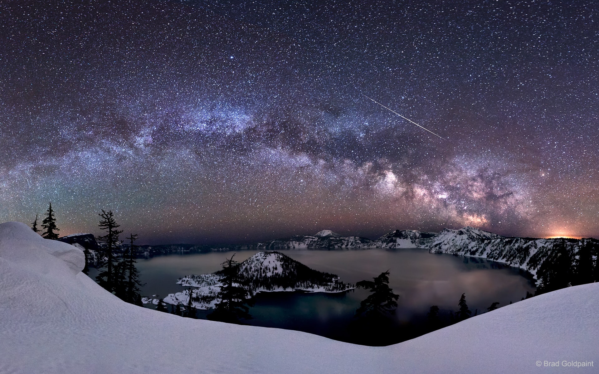 Did you see it? One of the more common questions during a meteor shower occurs because the time it takes for a meteor to flash is typically less than the time it takes for a head to turn. Possibly, though, the glory of seeing bright meteors shoot across and knowing that they were once small granules on another world might make it all worthwhile, even if your observing partner(s) could not share in every particular experience. Peaking late tonight, a dark sky should enable the Lyrids meteor shower to exhibit as many as 20 visible meteors per hour from some locations. In the featured composite of nine exposures taken during the 2012 shower, a bright Lyrid meteor streaks above picturesque Crater Lake in Oregon, USA. Snow covers the foreground, while the majestic central band of our home galaxy arches well behind the serene lake. Other meteor showers this year -- and every year -- include the Perseids in mid-August and the Leonids in mid-November.