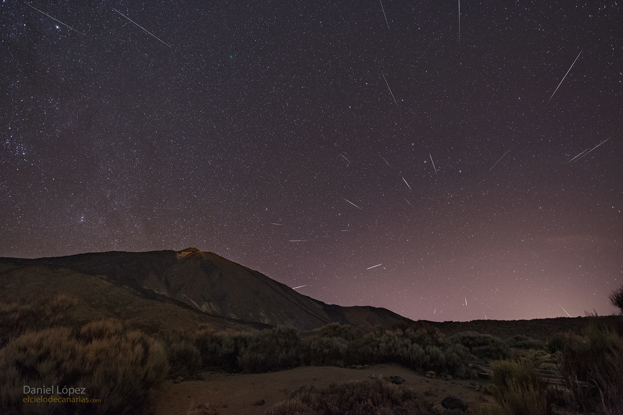 Named for a forgotten constellation, the Quadrantid Meteor Shower is an annual event for planet Earth's northern hemisphere skygazers It usually peaks briefly in the cold, early morning hours of January 4. The shower's radiant on the sky lies within the old, astronomically obsolete constellation Quadrans Muralis. That position is situated near the boundaries of the modern constellations Hercules, Bootes, and Draco. About 30 Quadrantid meteors can be counted in this skyscape composed of digital frames recorded in dark and moonless skies between 2:30am and local dawn. The shower's radiant is rising just to the right of the Canary Island of Tenerife's Teide volcano, and just below the familiar stars of the Big Dipper on the northern sky. A likely source of the dust stream that produces Quadrantid meteors was identified in 2003 as an asteroid. Look carefully and you can also spot a small, telltale greenish coma above the volcanic peak and near the top of the frame. That's the 2018 Christmas visitor to planet Earth's skies, Comet Wirtanen.