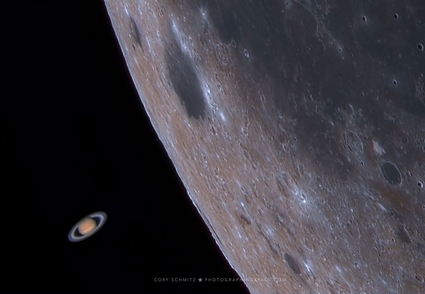 Sometimes Saturn disappears. It doesn't really go away, though, it just disappears from view when our Moon moves in front. Such a Saturnian eclipse was visible along a small swath of Earth -- from Brazil to Sri Lanka -- near the end of last month. The featured color image is a digital fusion of the clearest images captured by successive videos of the event taken in red, green, and blue, and taken separately for Saturn and the comparative bright Moon. The exposures were taken from South Africa just before occultation -- and also just before sunrise. When Saturn re-appeared on the other side of the Moon almost two hours later, the Sun had risen. This year, eclipses of Saturn by the Moon occur almost monthly, but, unfortunately, are visible only to those with the right location and with clear and dark skies. Follow APOD on Instagram: English or Persian