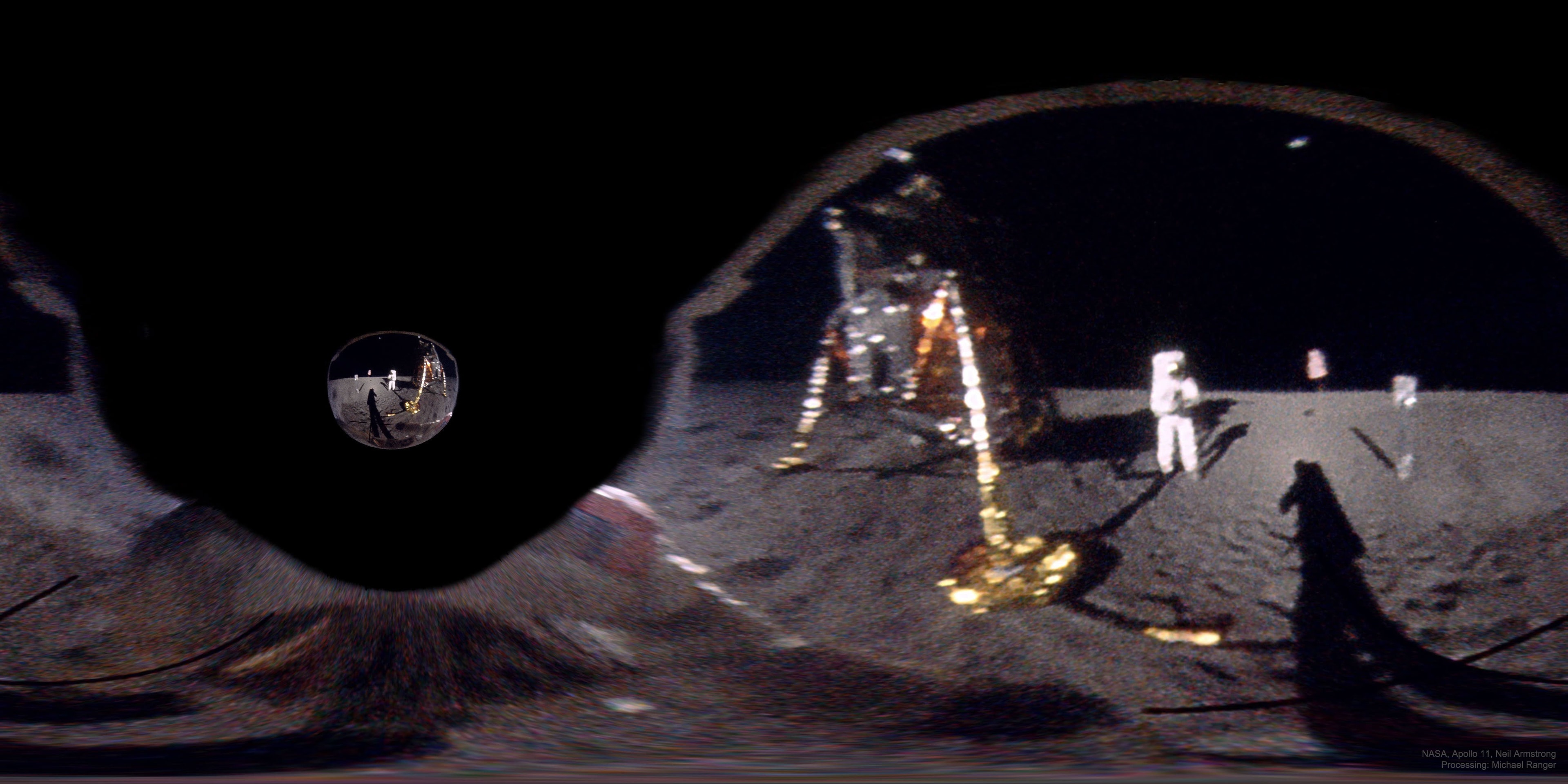 Here is one of the most famous pictures from the Moon -- but digitally reversed. Apollo 11 landed on the moon in 1969 and soon thereafter many pictures were taken, including an iconic picture of Buzz Aldrin taken by Neil Armstrong. The original image captured not only the magnificent desolation of an unfamiliar world, but Armstrong himself reflected in Aldrin's curved visor. Enter modern digital technology. In the featured image, the spherical distortion from Aldrin's helmet has been reversed. The result is the famous picture -- but now featuring Armstrong himself from Aldrin's perspective. Even so, since Armstrong took the picture, the image is effectively a five-decade old lunar selfie. The original visor reflection is shown on the left, while Earth hangs in the lunar sky on the upper right. A foil-wrapped leg of the Eagle lander is prominently visible. Preparations to return humans to the Moon in the next few years include the Artemis program, an international collaboration led by NASA.